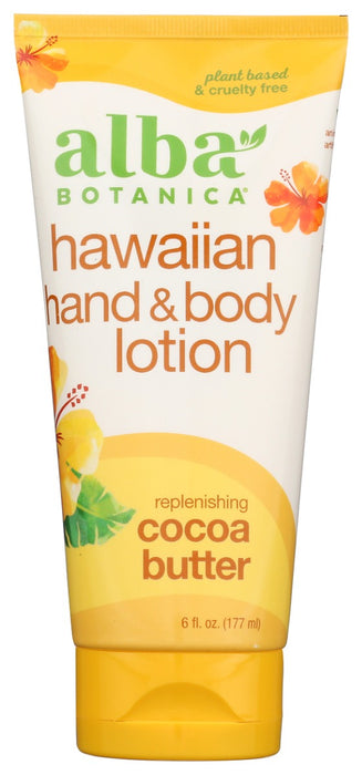Butter up with this smoothing, sumptuous, moisturizing treat. Cocoa butter, mother nature's big kahuna of conditioning nourishment, is blended into this lotion with shea butter and Vitamin E plus emollient oils of jojoba, macadamia, flax and sunflower. It's a tropical treasure that will send dry skin on a permanent vacation.