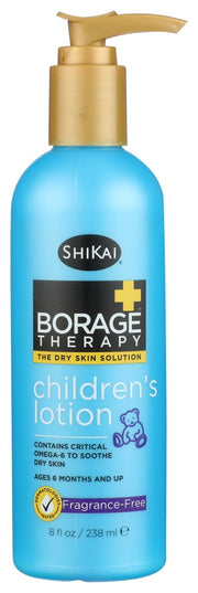 For Ages 6 Months and UpWill not irritate sensitive skin
Borage Therapy Children's Lotion offers a real solution for children's skin problems. It provides both immediate and long-term relief for dry skin issues. Borage Therapy gets to the cause of dry skin by reversing a deficiency of gamma linolenic acid (GLA), a critical Omega-6 fatty acid found in borage oil and often deficient in VERY dry skin.