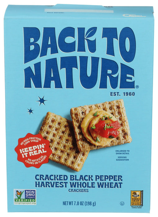 BACK TO NATURE: Cracked Black Pepper Harvest Whole Wheat Crackers, 4 oz