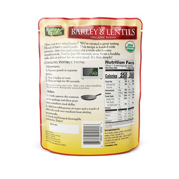 NATURES EARTHLY CHOICE: Organic Barley and Lentils, 8.5 oz