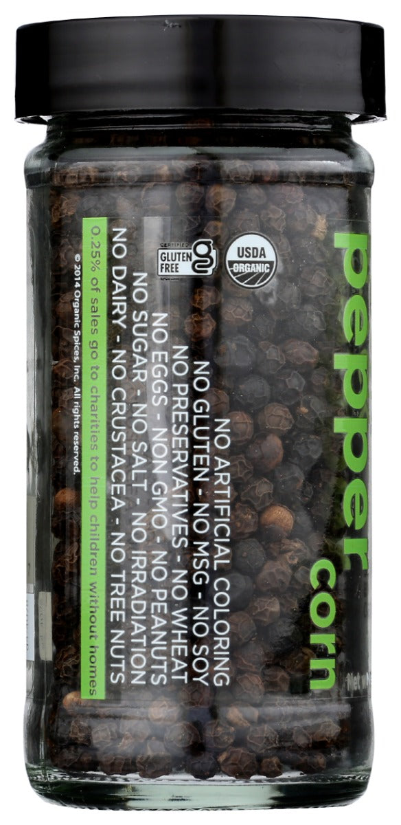 SPICELY ORGANICS: Organic Black Peppercorn Jar, 1.7 oz
