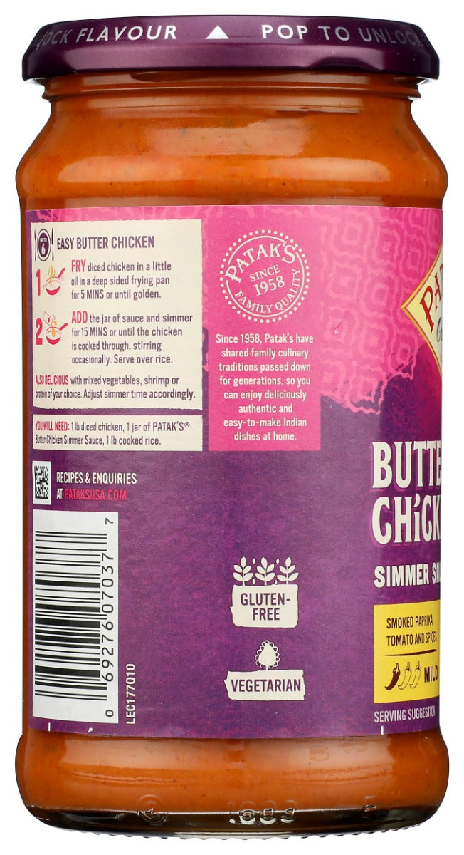 PATAKS: Butter Chicken Simmer Sauce, 15 oz