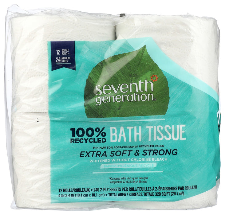 SEVENTH GENERATION: 100 Percent Recycled Bathroom Tissue 2ply 12Pk, 1 ea