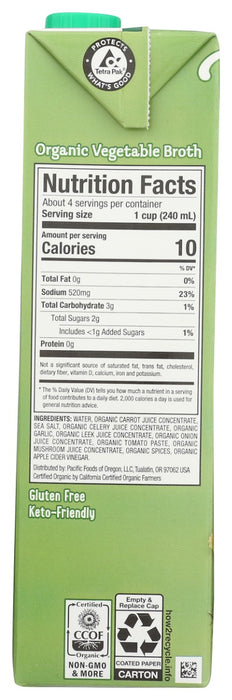 PACIFIC FOODS: Organic Vegetable Broth, 32 oz