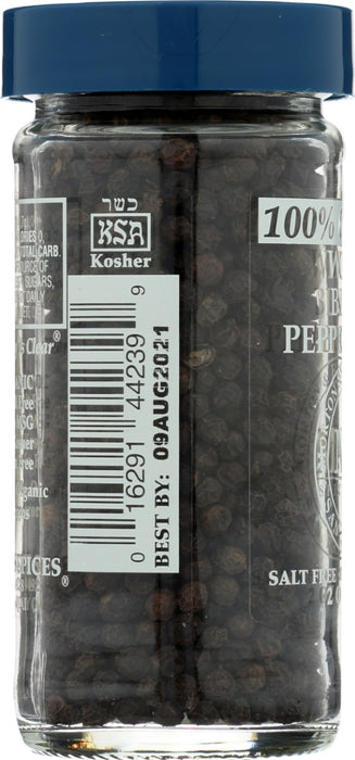 MORTON & BASSETT: Peppercorns Black Whole, 2 oz