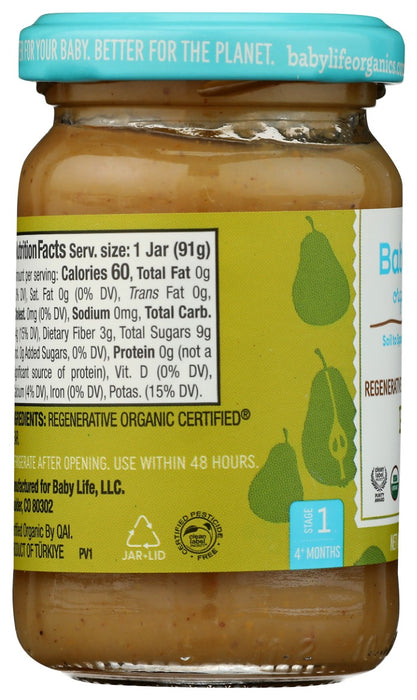 BABYLIFE ORGANICS: Pear Baby Food, 3.2 oz