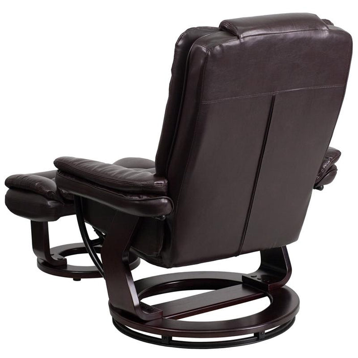 Contemporary Multi-Position Recliner with Horizontal Stitching and Ottoman with Swivel