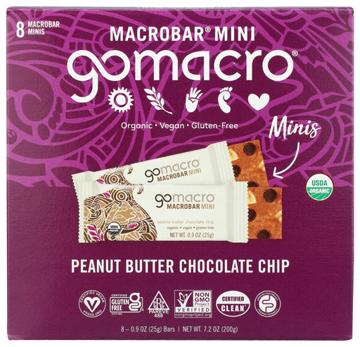 GOMACRO: Peanut Butter Chocolate Chip Mini 8Pk, 7.2 oz