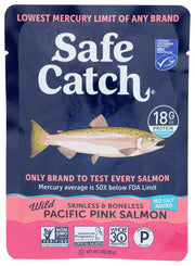 Our wild Alaska pink salmon in a pouch has the lowest mercury limit of any salmon brand. It's a great choice for kids &amp; pregnant women! Now in single-serving pouches. Take them anywhere!