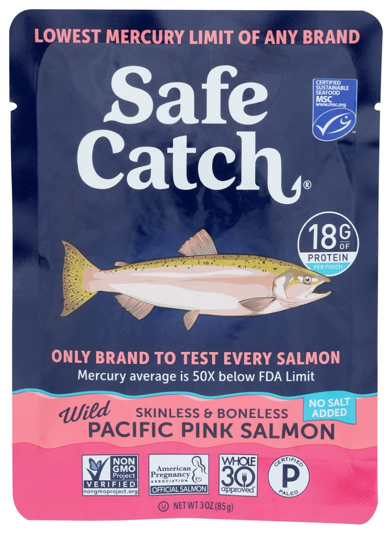 Our wild Alaska pink salmon in a pouch has the lowest mercury limit of any salmon brand. It's a great choice for kids &amp; pregnant women! Now in single-serving pouches. Take them anywhere!