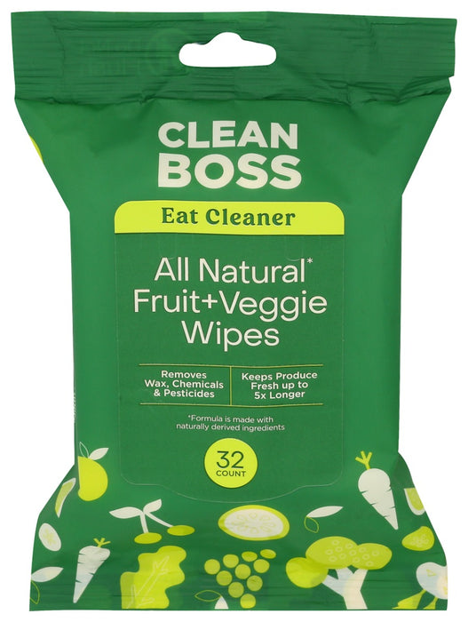 CLEAN BOSS: Eat Cleaner All Natural Wipes, 32 ea