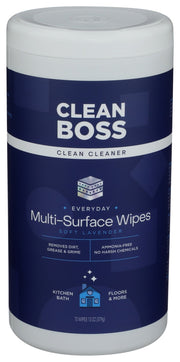 CLEAN BOSS: Multi Surface Wipes, 70 ea