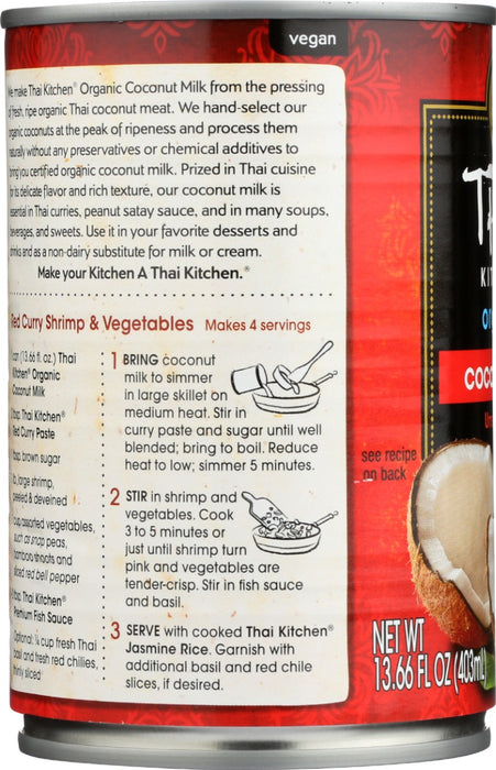 THAI KITCHEN: Organic Unsweetened Coconut Milk, 13.66 fo