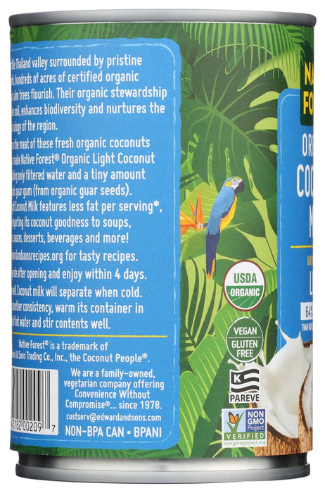 NATIVE FOREST: Organic Unsweetened Light Coconut Milk, 13.5 fo