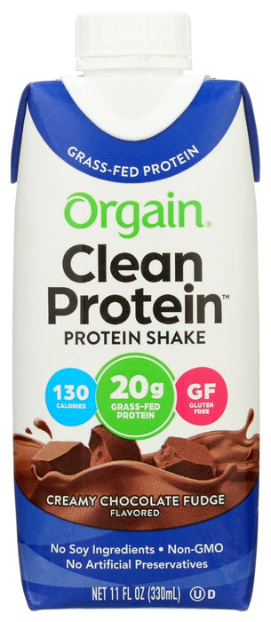 Here at Orgain, we believe it's what's on the inside that matters most, and that also includes what we left out.
Grass-fed, No Sucralose, No Carrageenan. This is the Creamy Chocolate Fudge flavored Orgain 20g* Clean Protein Shake. But how does it taste? We're glad you asked. If you could eat brownies for breakfast or chocolate cake after a workout, wouldn't you? We thought so. This shake goes anywhere and brings layers or rich fudge flavor to your routine. 