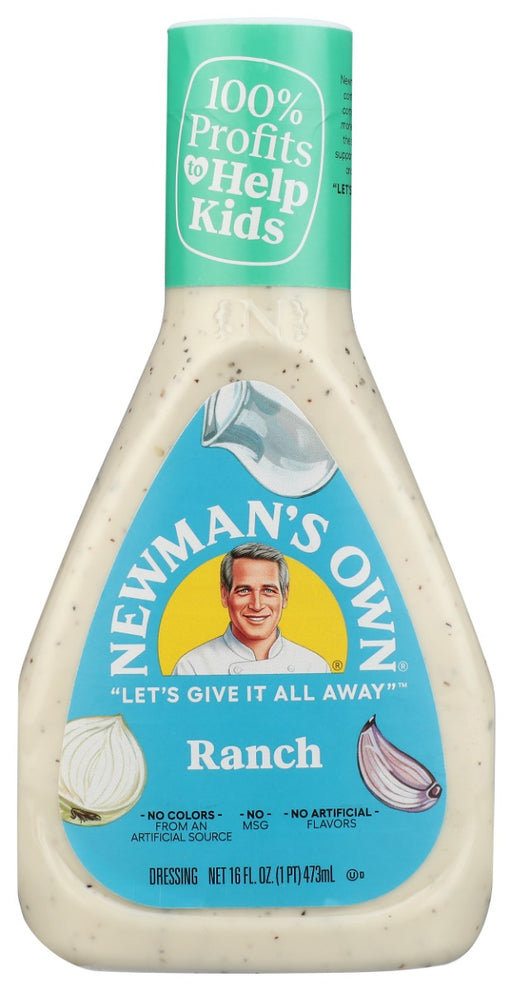 What's perfect for dipping or salads? Newman's Own Ranch dressing.
All the creamy, buttermilk-y goodness combined with tasty, aromatic herbs make this ranch dressing the simply the best. This dressing contains no artificial flavors, colors from an artificial source, or MSG. Enjoy it as a salad topping, veggie dip and more.