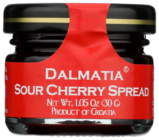 Dalmatia Sour Cherry Spread has perfectly ripened sour cherries from the Pannonian Valley of Eastern Croatia that are cooked with great care to preserve their natural character and create a wonderfully tart, yet sweet spread overflowing with flavor. Pairs well with creamy cheeses, spoon onto panna cotta for a special treat or try as a filling for homemade chocolate cake or cookies