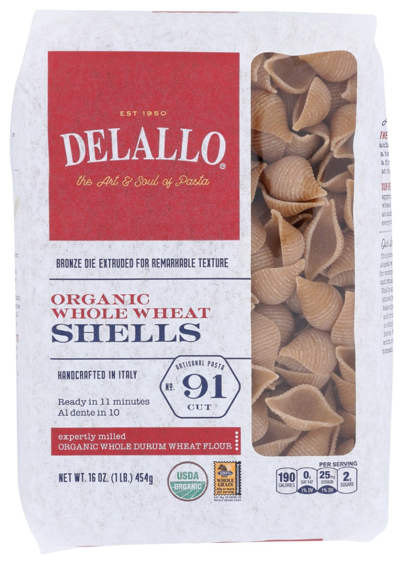 Organic Whole-Wheat Shells are an iconic seashell-shaped pasta with a concave body ideal for scooping up thicker sauces and small bits of vegetables. Shells, known in Italy as Conchiglie, are a versatile pasta that shines in everything from cheesy baked pasta dishes with ricotta cheese and marinara sauce to simple sauces of Parmesan cheese and fresh parsley.