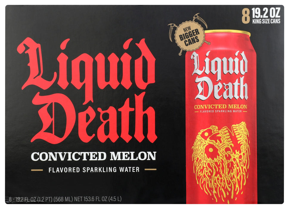 LIQUID DEATH: Convicted Melon Sparkling Water 8Pack, 153.6 fo