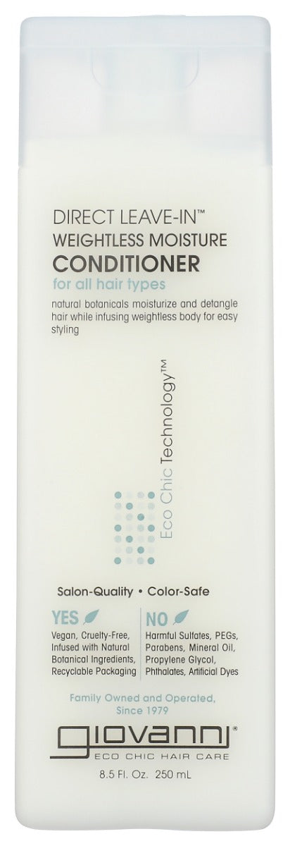 DIRECT LEAVE-IN Weightless Moisture Conditioner penetrates into each individual strand to provide exactly what is needed, every time. This leave-in conditioner from Giovanni® uses a rich blend that protects hair as you go through the day. It creates a texture that feels thicker and has more body when styled. Weightlessly. By infusing each strand with hydration, hair goes directly to a beautiful style.