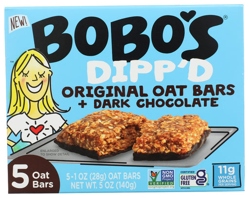 BOBOS OAT BARS: Dippd Original Oat Bar Plus Dark Chocolate, 5 oz