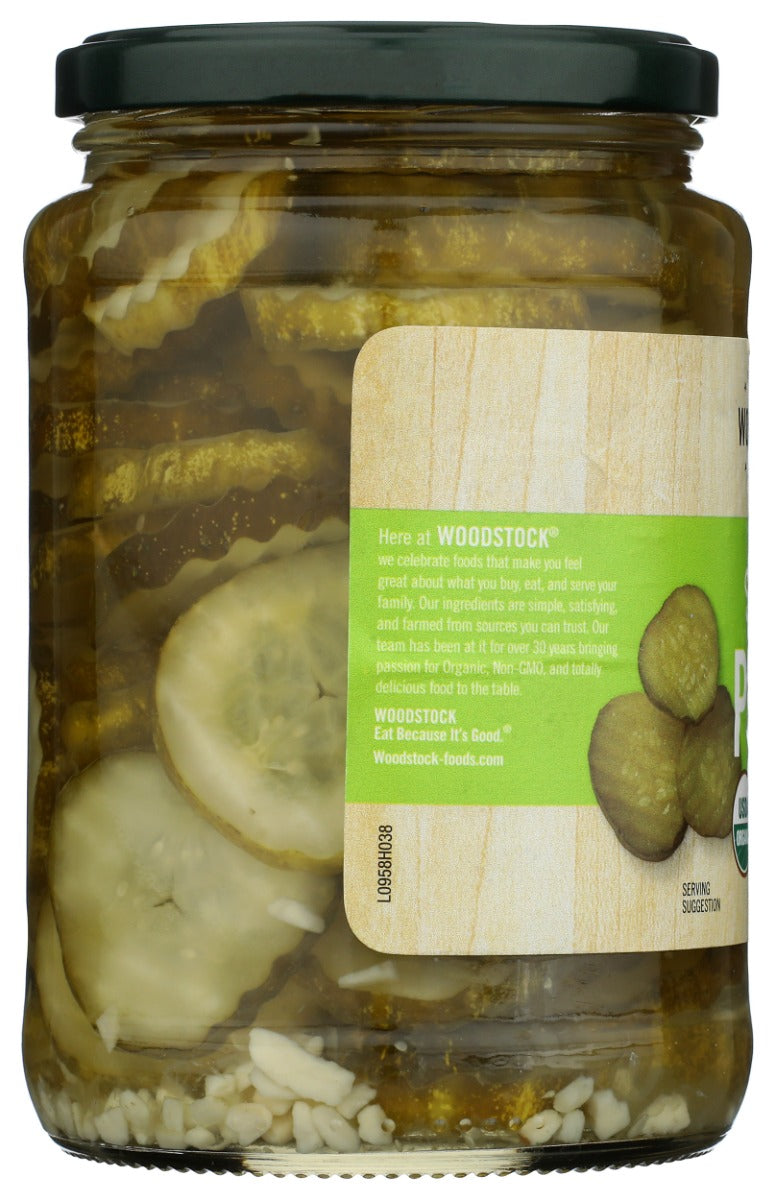 WOODSTOCK: Organic Kosher Sliced Dill Pickles, 24 oz