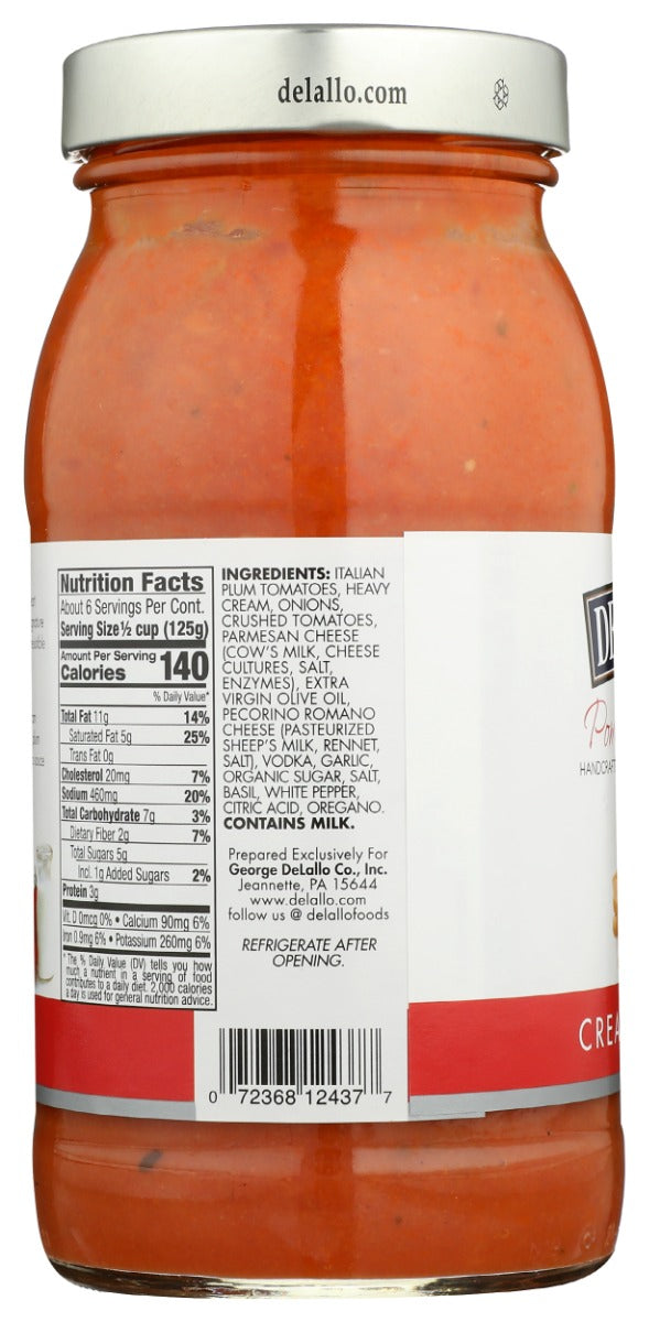 DELALLO: Jarred Vodka Sauce Pomodoro Fresco, 25.25 oz