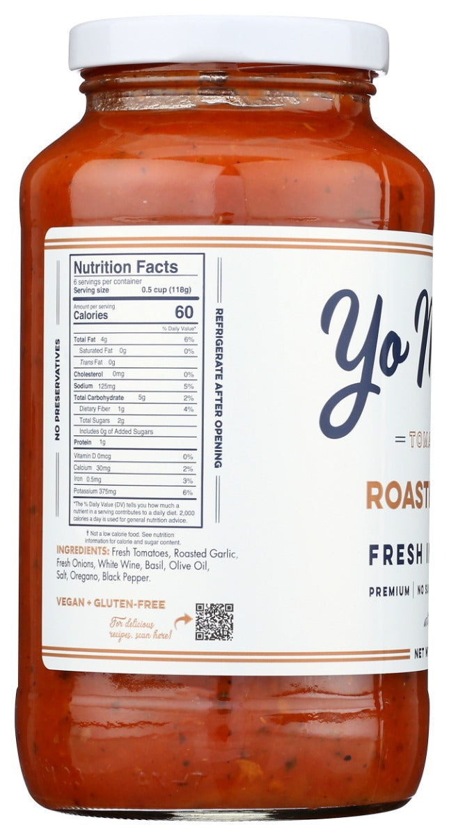 YO MAMAS FOODS: Roasted Garlic Tomato Sauce, 25 oz