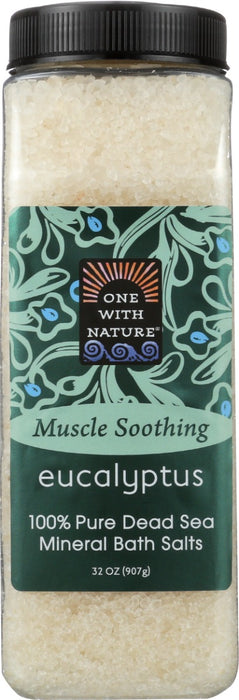 ONE WITH NATURE: Muscle Soothing Eucalyptus Dead Sea Mineral Bath Salt, 32 oz