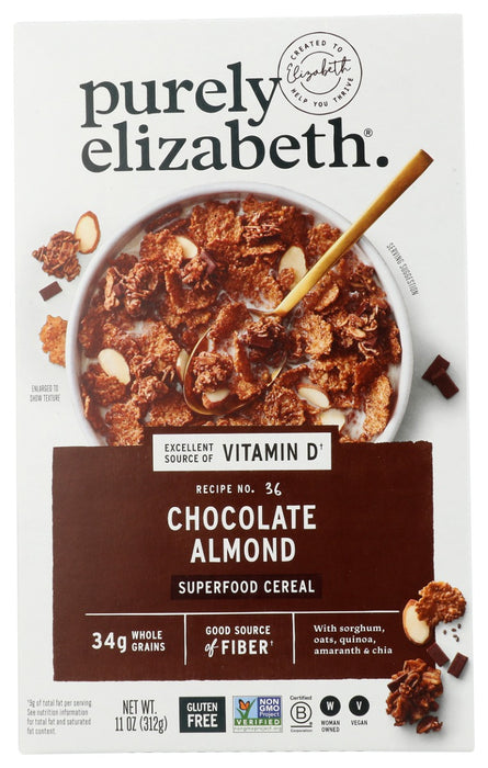 PURELY ELIZABETH: Chocolate Almond Superfood Cereal With Vitamin D, 11 oz
