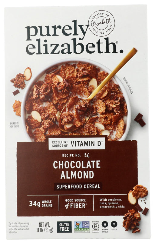 PURELY ELIZABETH: Chocolate Almond Superfood Cereal With Vitamin D, 11 oz