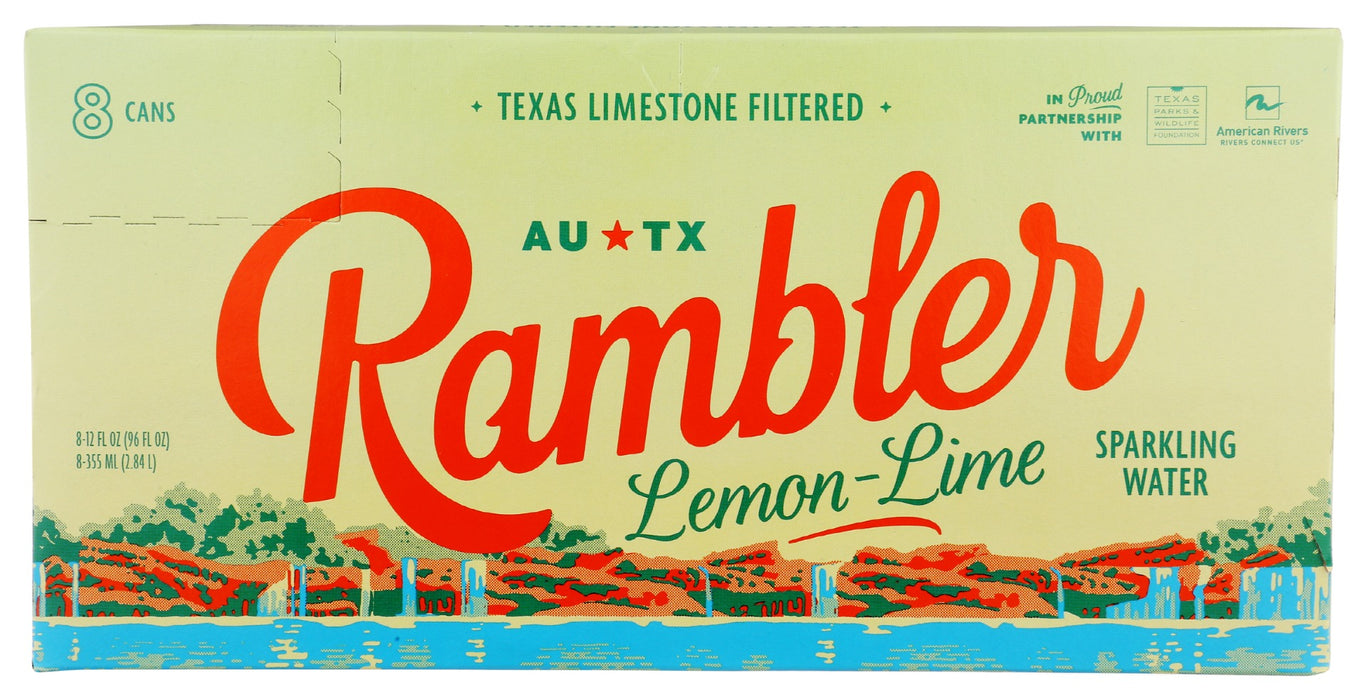 RAMBLER: Lemon Lime Sparkling Water 8Pk, 96 fo