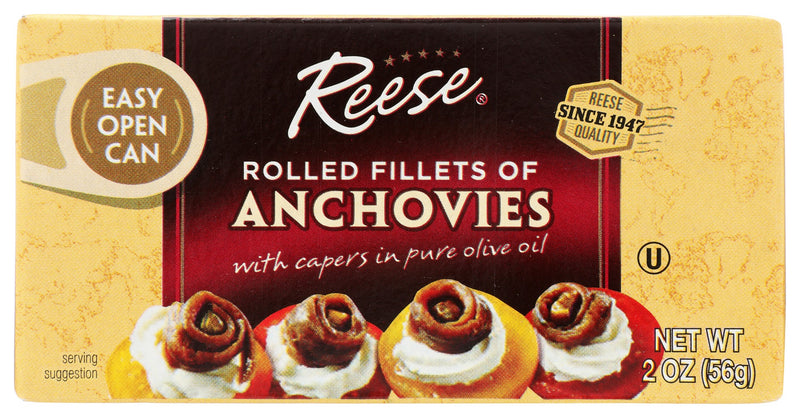 Reese Anchovies, treasured tiny fish from sunny shores" bring a tangy and exotic flair to your favorite sauces, dressings, salads, pizza or seafood.