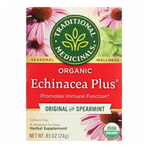 Mildly minty with a twist of citrus Caffeine Free
Organic Echinacea Plus tea fires up the immune system with a blend of echinacea, mint, and citrus.*