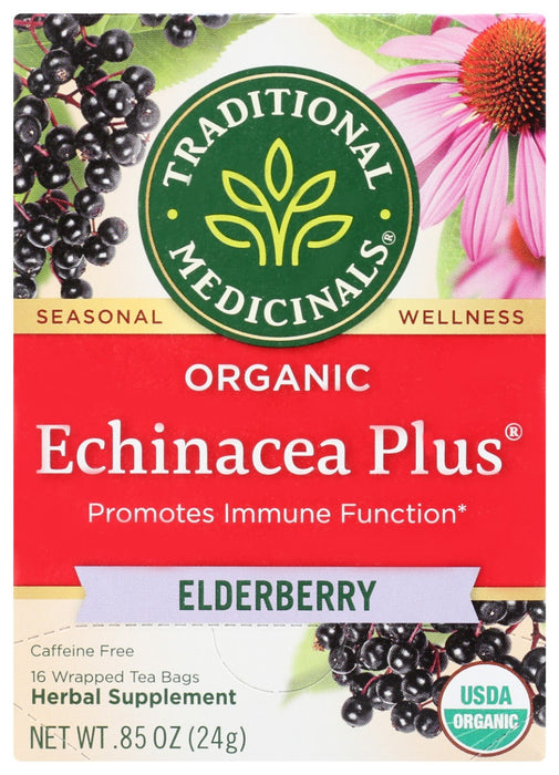 Organic Echinacea Plus Elderberry tea boosts the immune system with its sweet, tart flavor and fresh berry notes.*
