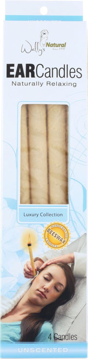 Our hollow candles are handcrafted and made of simple, unbleached cotton muslin that is then dipped in wax.  We don't use any chemicals, dyes or additives. Candles are made with a no-drip filter for peace of mind, and an easy to light edge for ease of use. Candle quality and safety are assured with Wally's Natural, a brand that has dedicated over 30 years to becoming America's #1 Ear Candle company.