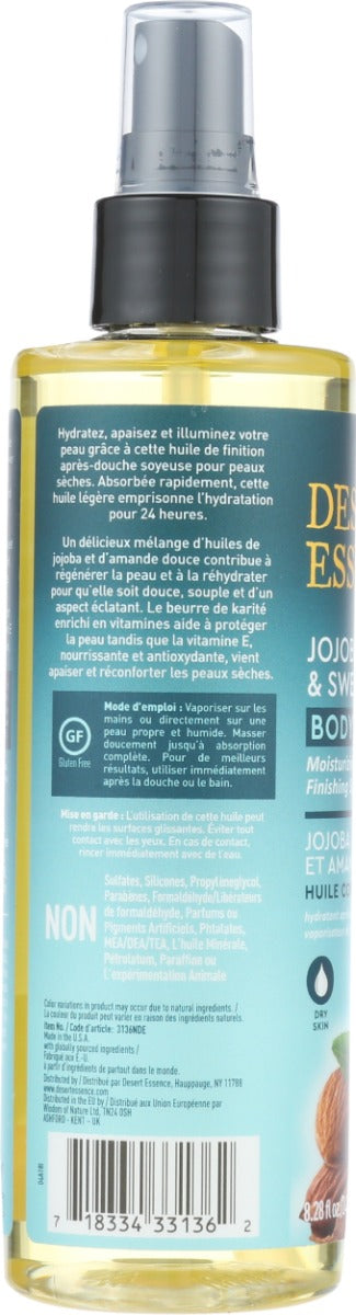 DESERT ESSENCE: Jojoba and Sweet Almond Body Oil Spray, 8.28 fo