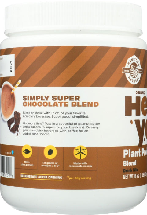 MANITOBA HARVEST: Hemp Yeah Plant Protein Blend Chocolate, 16 oz