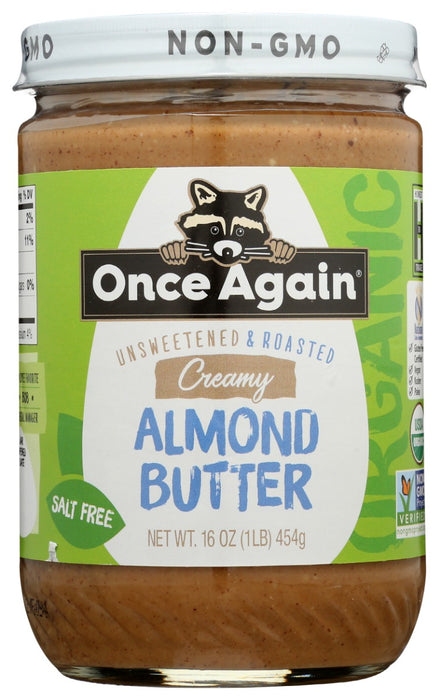 Deliciously creamy, single-ingredient organic almond butter made with carefully selected, unblanched roasted almonds. Salt free and unsweetened.