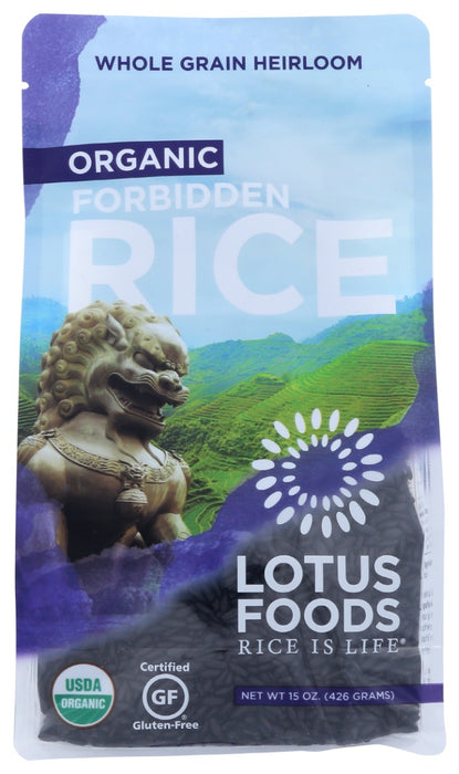Forbidden® rice is treasured for its delicious roasted nutty taste, soft texture, nutritional content and beautiful deep purple color. This medium-size heirloom rice is grown in the Black Dragon River region of China's sub-arctic Northeast provinces, and is a natural source of antioxidants (anthocyanins), magnesium, protein and fiber.