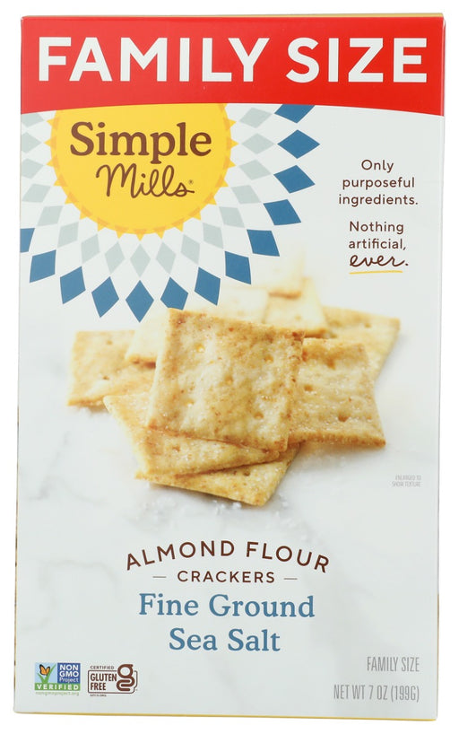 SIMPLE MILLS: Fine Ground Sea Salt Almond Flour Crackers Family Size, 7 oz