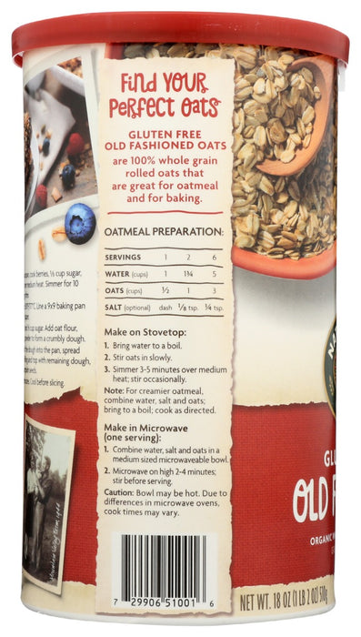NATURES PATH: Old Fashioned Oats Gluten Free Oatmeal, 18 oz