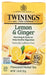 The zesty citrus flavour of lemon has been invigorating the tea experience for hundreds of years. Chinese herbalists were known to use the pungent taste of ginger in tea over 2500 years ago. Today the expert blenders at Twinings have combined these two great flavours for a lively and enjoyable herbal tea experience.