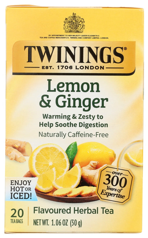 The zesty citrus flavour of lemon has been invigorating the tea experience for hundreds of years. Chinese herbalists were known to use the pungent taste of ginger in tea over 2500 years ago. Today the expert blenders at Twinings have combined these two great flavours for a lively and enjoyable herbal tea experience.