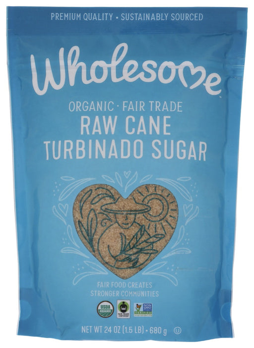 Fair Trade Organic Turbinado Raw Cane Sugar is a golden-colored raw cane sugar with large sparkling crystals and a rich aroma. Organic Turbinado is the ultimate crunchy topping for cakes, cookies, muffins, crumbles, pies, and crme brle. It makes a wonderful start to the day when sprinkled on cereal and oatmeal or when blended into fruit smoothies and cappuccino.