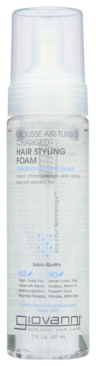 Your style just got better, easier, bigger. With MOUSSE AIR-TURBO CHARGED Hair Styling Foam, you can take your hair to exciting new heights and set speed records doing it. The texturizing, bodifying, volumizing ingredients infused into this formula make hair spring into action and build in a mile of style.