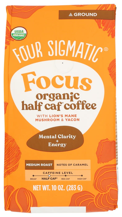 FOUR SIGMATIC: Focus Half Caf Ground Coffee, 10 oz