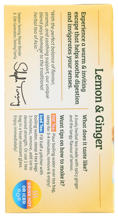 TWINING TEA: Lemon and Ginger Tea, 20 bg