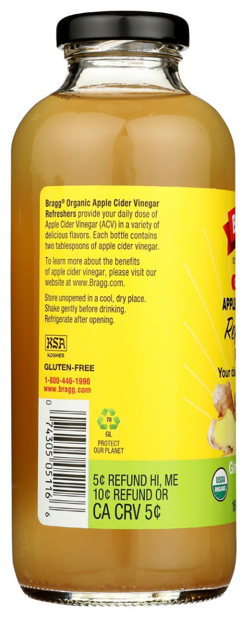 BRAGG: ACV Refreshers Ginger Lemon Honey, 16 fo