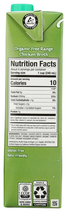 PACIFIC FOODS: Organic Free Range Chicken Broth, 32 oz